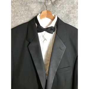 Jean Yves Tuxedo Jacket 54R Black Satin Trim 100% Wool Formal Party Wedding